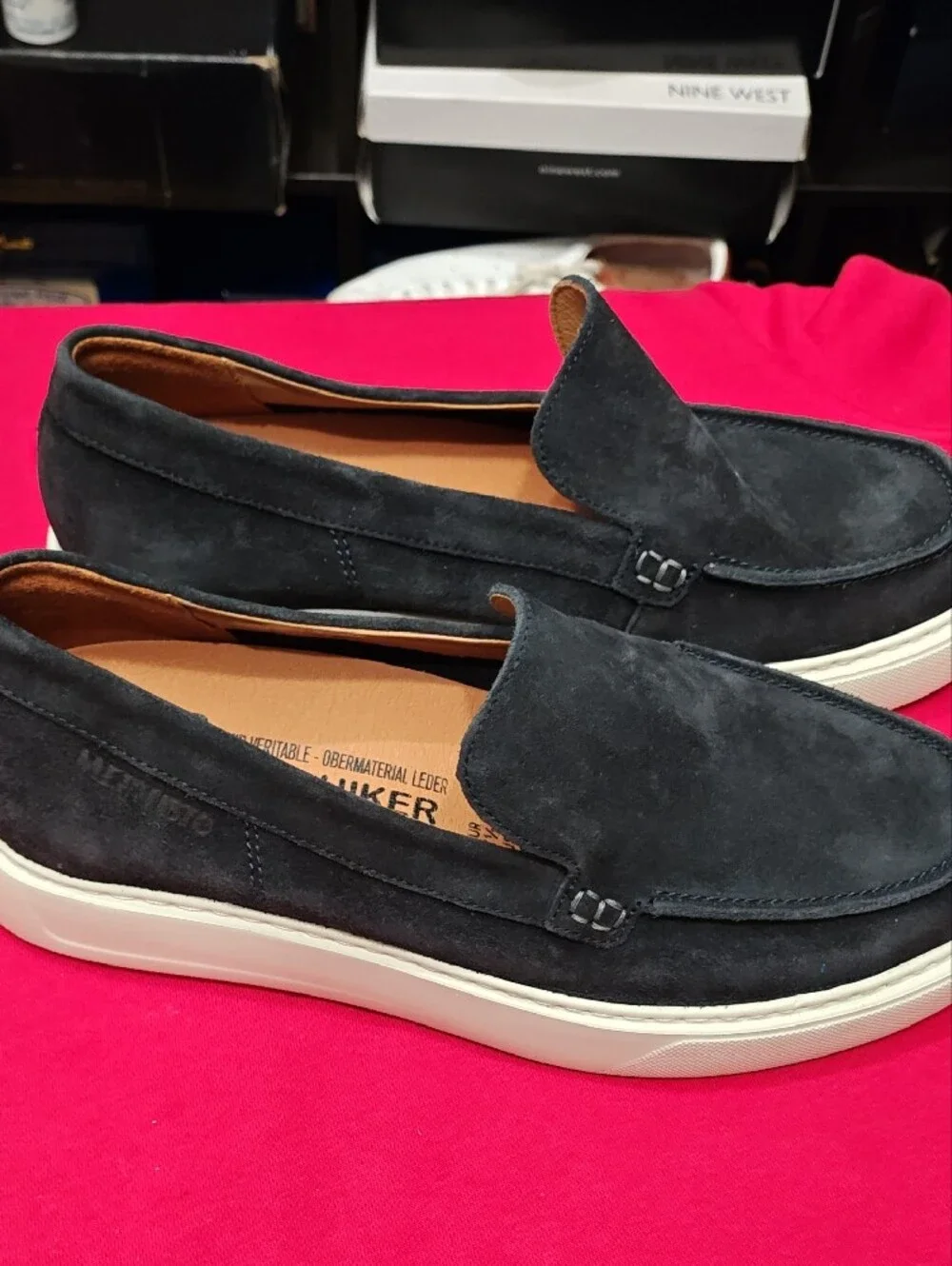 Mephisto Men’s Dark Navy Suede Slip-On Loafers with White Sole